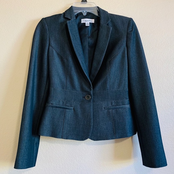Calvin Klein Jackets & Blazers - Calvin Klein Stretch Short Fitted Jacket Navy Blue